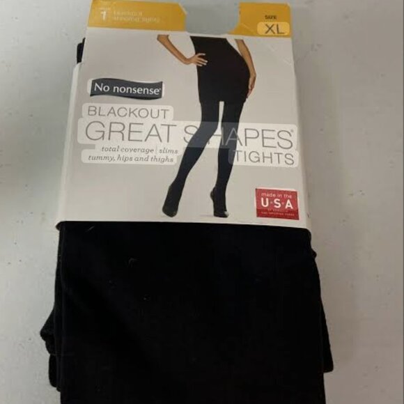 NO NONSENSE GREAT SHAPES BLACKOUT TIGHTS -XL -OPAQUE SHAPE CONTROL BLACK HOSIERY - Picture 1 of 6